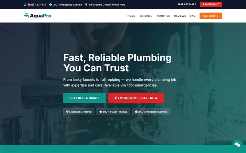 AquaPro Plumbing Website