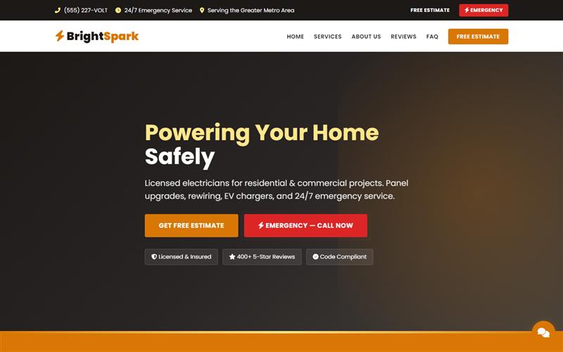 BrightSpark Electric Website