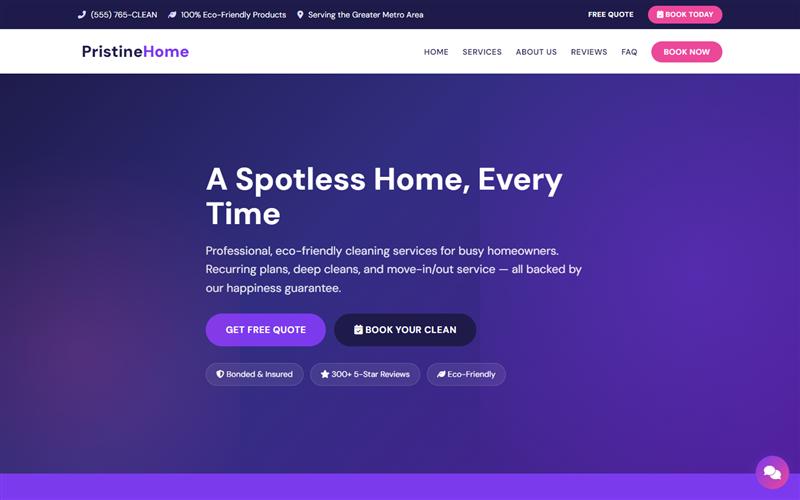 PristineHome Cleaning Website